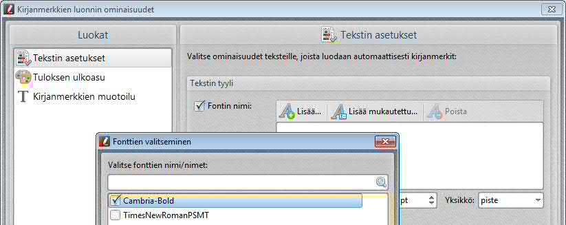 156 PDF-XChange ja Editor Plus 6.0 4. Valitse fontti ja napsauta OK. 5. Tee muut fontin määritykset.
