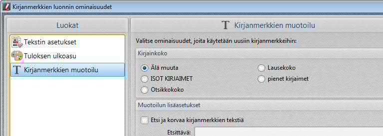 Text Case). 7. Napsauta OK. 8. Napsauta uudelleen Lisää... (Add...) ja tee seuraavan kirjanmerkkitason määritykset. 9.