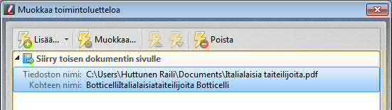 Kirjanmerkkien hallinta ja linkit 159 Nimetyt kohteet Kirjanmerkeistä voit luoda myös nimettyjä kohteita. Ne toimivat nimilappuina osoittamassa tiettyä kohtaa dokumentissa.