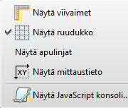 objekteihin. Varsinkin lomakkeita suunniteltaessa tarvitaan usein tarkka mitta kahden objektin väliin. Editorissa on useita erilaisia sijoittelun apuvälineitä.