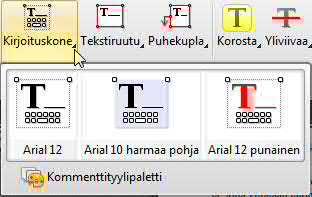 Painikkeen kuvake näyttää valittuna olevan ulkoasun.