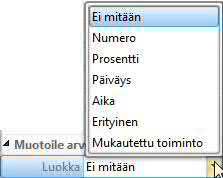 Kohdissa Tyyli (Style), Sijainti (Position) ja Oletustekstimuoto (Default Text Format) voit muuttaa kentän kehyksen ja tekstin muotoilua ja hienosäätää sijaintia sekä kokoa.