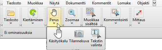 70 PDF-XChange ja Editor Plus 6.0 Rivien piilottaminen ja näyttäminen Yleistyökalut näytetään kahdella rivillä valikkorivin alapuolella. Ylin rivi on kahden työkalun korkuinen.