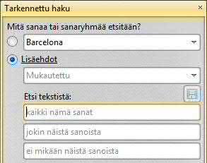 96 PDF-XChange ja Editor Plus 6.0 jos valitset kohdan Lisäehdot (Advanced Criterion), avautuu ruutuun lisää valintamahdollisuuksia.