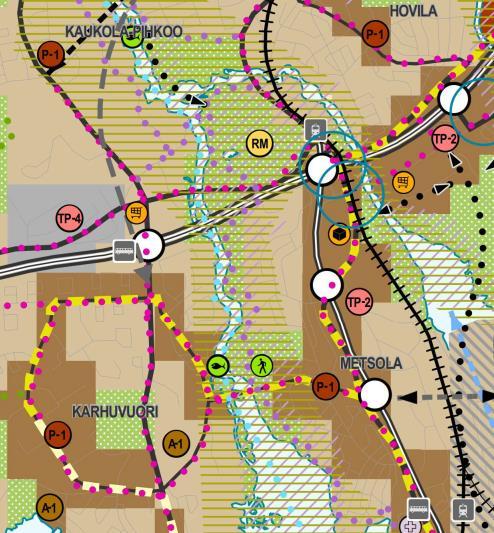 Linjaus- ja asemavaihtoehdot 17 / 30 Kuva 17. Ote valmisteluvaiheessa olevasta Kotkan-Haminan seudun yleiskaavasta (23.11.