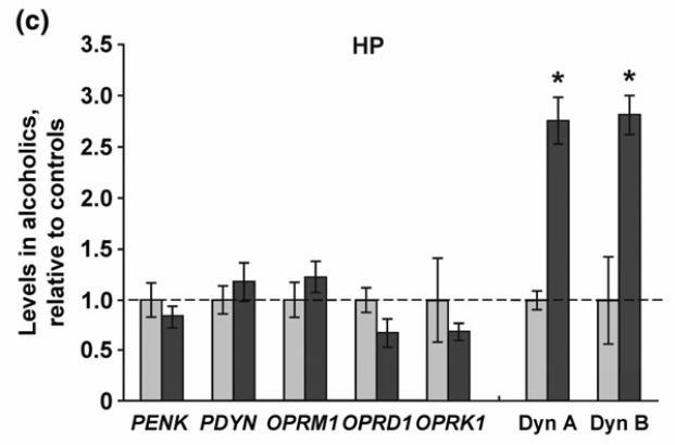 Dynorphin levels in brain tissue of patient alcohol dependence Post mortem studies demonstrate