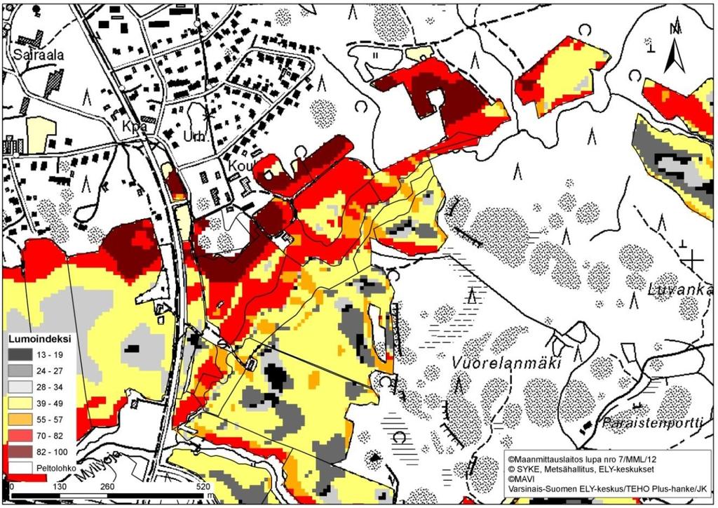 Lumo-indeksi apuna kokonaisvaltaisessa suunnittelussa Käytännön CASE: Halikon Märynummen pikkuapollot Jo tehdyillä yleissuunnittelualueilla lumoindeksillä ja viereisanalyysillä voitaisiin melko