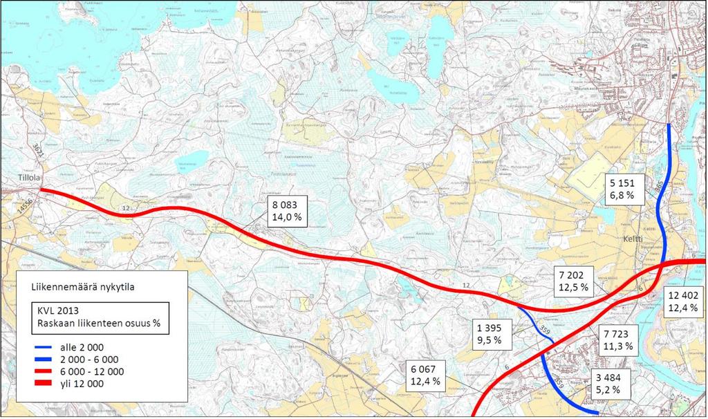 HANKEARVIOINTI 6 (24) Kuva 2. Liikenteen kausivaihtelu Tillalan kohdalla (LAM-piste 590 / Liikennevirasto 2013).