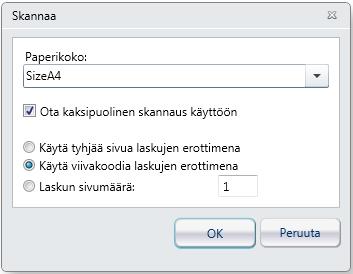 6 Laskujen skannaaminen ja tuominen Voit skannata ja tuoda laskuja sovellukseen. Kun skannaat, käytössäsi on oltava TWAINyhteensopiva skanneri.