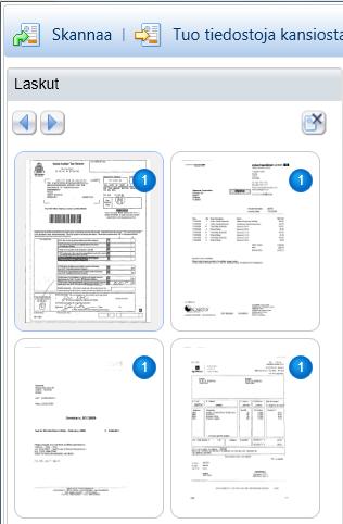 Kun skannaus on valmis, skannatut laskut tulevat näkyviin sovelluksen