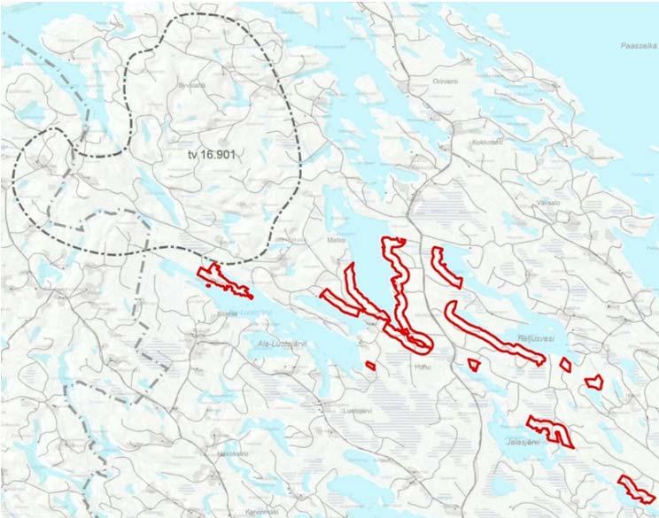 Ranta-asemakaava-alue n rajattu kartalle punaisella. Etelä-Savn maakuntaliitt n laatimassa maakuntaan 1. vaihemaakuntakaavaa, jssa sitetaan maakunnallisesti merkittävät tuulivima-alueet.