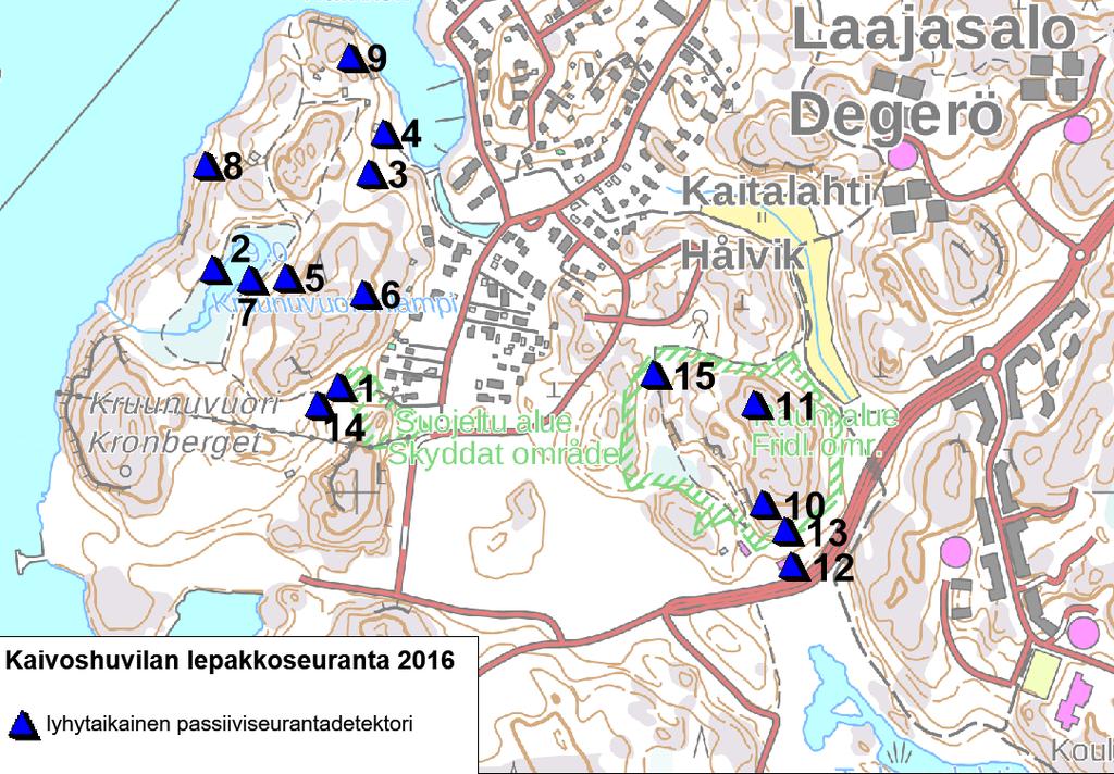 osoitettu sinisellä viivalla. Kartta 2.