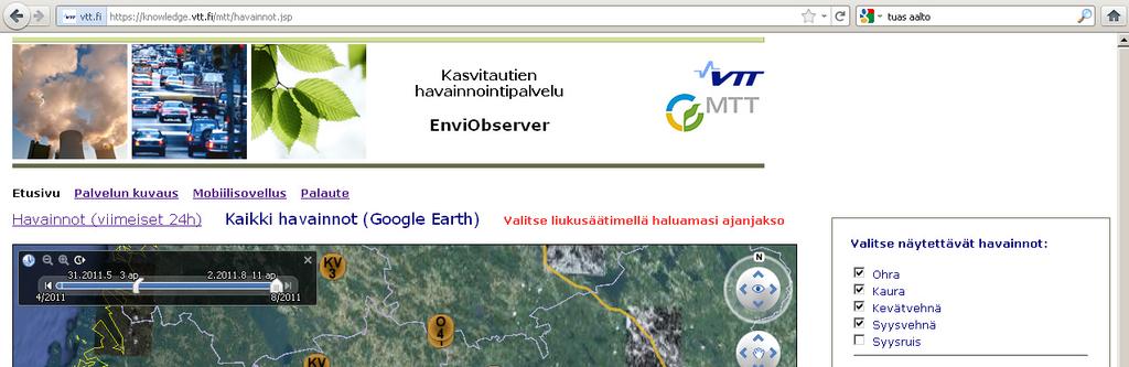 KASVITAUTIHAVAINNOT Tiedon kerääjinä kansalaiset tutkijat, neuvojat, viljelijät Havaintoja