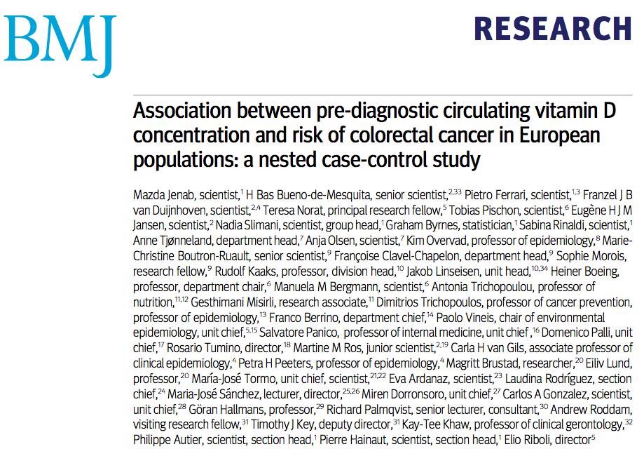 2010 European ProspecKve InvesKgaKon into Cancer and NutriKon (EPIC) 520 000 parkcipants 23 centres in Denmark, France, Greece, Germany, Italy, the Netherlands, Norway, Spain, Swe- den, and the