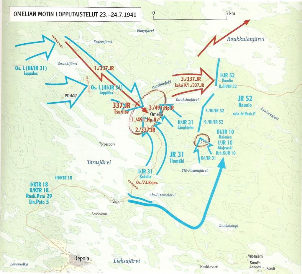 Omelian motin loppuvaiheet 24.7 klo 4.20 alkoi hyökkäys, joka osoittautui helpoksi.