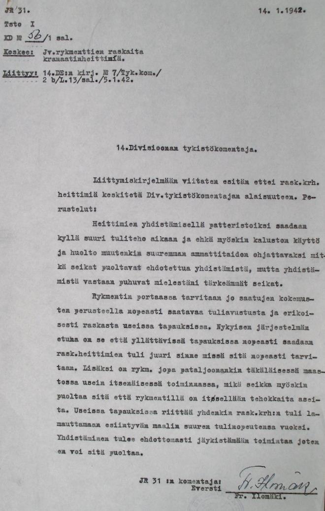 Esitys tykistöltä: