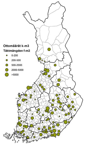 Kuva 33. Mullan ja liejun vuonna 2004 toiminnassa olleet ottamisalueet. (De verksamma mull- och gyttjatäktsområdena år 2004.) Kuva 34.