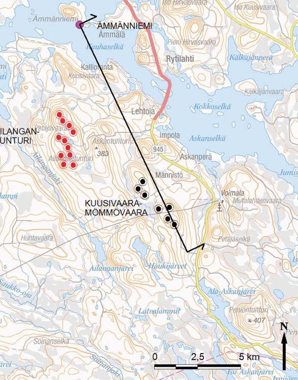 Untamovaaran voimalat näkyvät etelärannalle, kun taas Kuusivaara-Mömmövaaran tuulivoimalat näkyvät Ritaniemeen ja Askanselän pohjoispuoleisille rannoille.