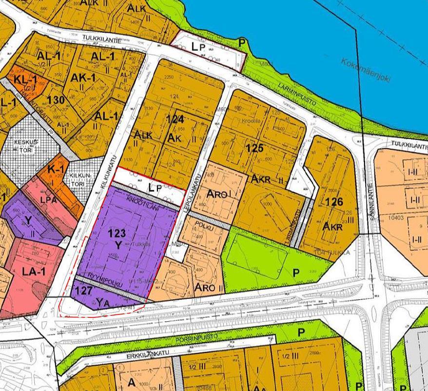 Asemakaava Alueella on voimassa kolme asemakaavaa: - Kokemäki, asemakaava Tulkkilan ja Krootilan kylät, korttelit 101-129, joka on vahvistettu 8.7.