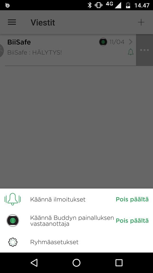 Viestit Avaa Menu -> Viestit ja näet kaikki ryhmät mihin kuulut. Avaa asetukset liu uttamalla oikealta vasemmalle. Voit esim.