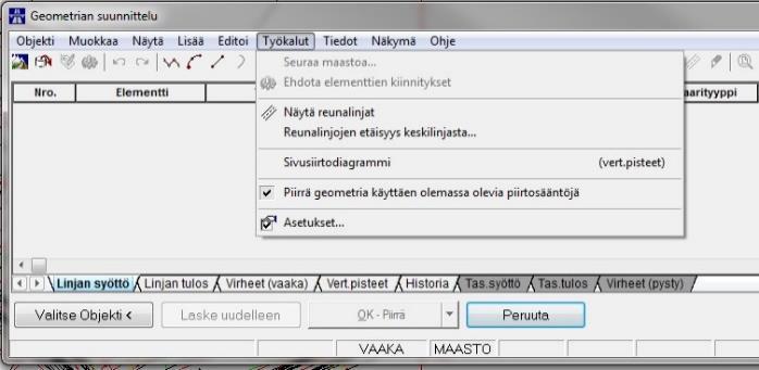 Valitaan haluttu tyyli Valitse piirtotyyli kohtaan, jolloin tämä tyyli on päätyyli mittalinjoja piirrettäessä.