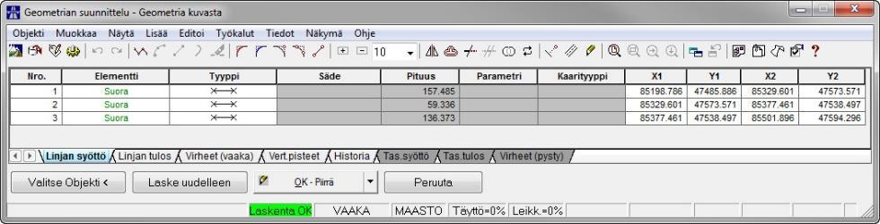 9(52) 2.4. Vaakageometrian luonti murtoviivasta 1. Piirrä pohjakartan päälle polyline. 2. Käynnistetään mittalinjan suunnittelu Road Geometrian suunnittelu 3.