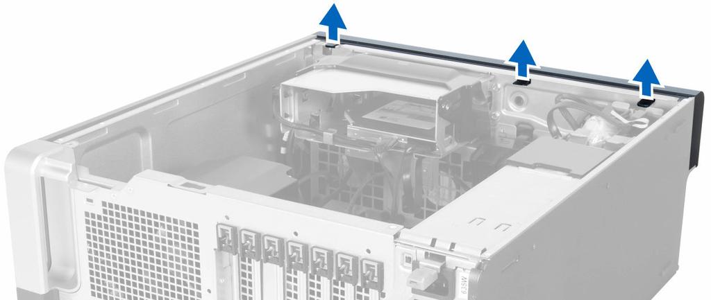 3. Liitä virtajohdot PSU-kortin liittimiin. 4. Aseta PSU-kaapelin suojus paikoilleen. 5. Asenna seuraavat: a. PSU b. tietokoneen kansi 6.