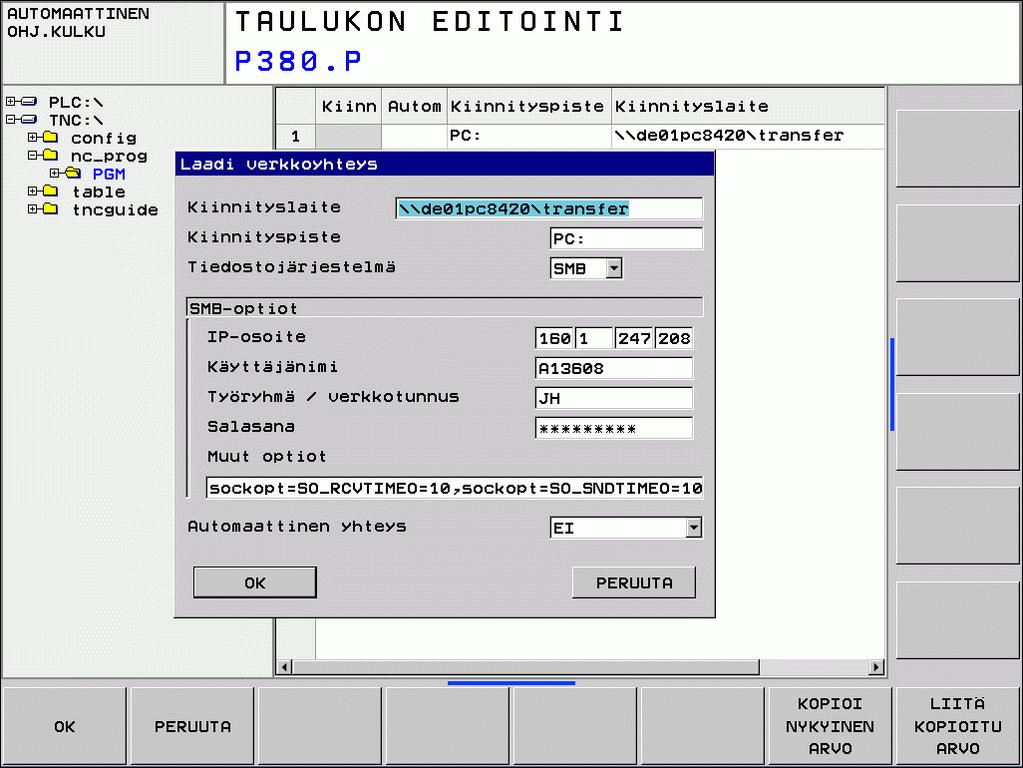 15.5 Ethernet-liitäntä Asetus BROADCAST ROUTER Merkitys Ohjauksen lähetysosoitetta tarvitaan vain, jos se poikkeaa standardiasetuksesta.