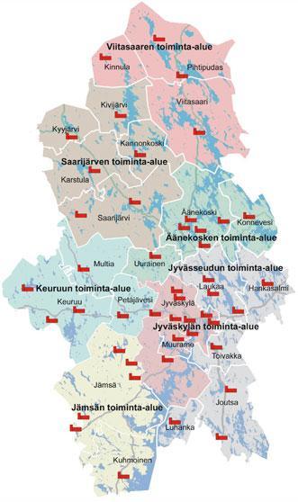 Kuva 1, Paloasemat Keski-Suomen alueella