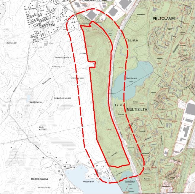 3. LÄHTÖKOHDAT 3.1 Selvitys suunnittelualueen oloista 3.1.1 Alueen yleiskuvaus Suunnittelualue Suunnittelun kohteena on noin 7 km etelään kaupungin ydinkeskustasta Peltolammin ja Tampere-Helsinki rautatien länsipuolella sijaitsevaa nk.