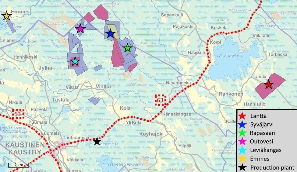 Keliberin esiintymät ja kohteet Useita esiintymiä ja malminetsintäkohteita yli 500 km2 laajuisessa Keski- Pohjanmaan litiumprovinssissa Resurssit ja reservit pääosin