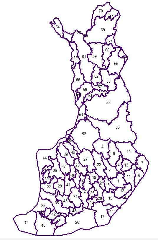 4.2.1 Maanpintamalli Aineistot on laskettu 71 vesienhoidon suunnittelualueen mukaisesti (kuva 5) ArcMap-työkaluilla Fill Dir Acc.