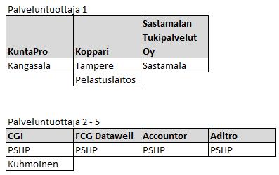 Yli 50 000 euron ostoja ulkoisilta palveluntuottajilta on lähinnä PSHP:llä ja Tampereen