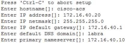 118 ACS-asennus siirtyminen konfiguraatio tilaan Seuraavaksi laitteeseen asetetaan perusparametrit kuten isäntänimi, IP-osoite, verkkomaski, oletusyhdyskäytävä, DNS-toimialue ja ensisijainen