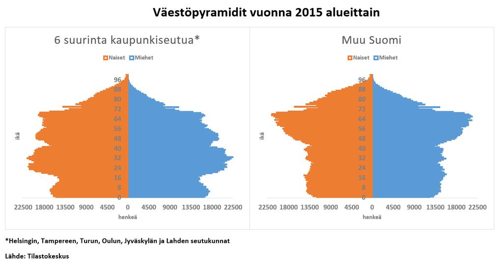 Suurten kaupunkiseutujen väestörakenne on