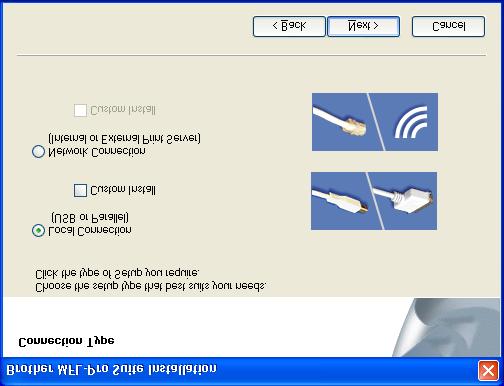 Vaihe 2 Rinnakkaiskaapelin käyttäjät ( 98/98SE/Me/2000 Professional/XP) 7 Kun Brother MFL-Pro Suite Software License Agreement (Käyttöoikeussopimus) -ikkuna tulee näyttöön, lue sopimus ja napsauta