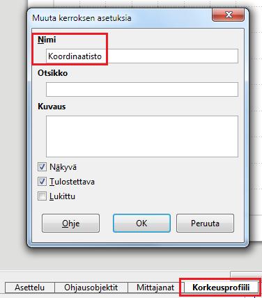 Koordinaatiston vaaka- ja pystyakselit ovat liikuteltavissa. Koska koordinaatisto on sijoitettu piirtonäkymän yläkulmaan, kannattaa se siirtää piirtonäkymän keskelle. 5. 6.