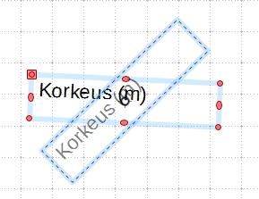 13. 14. 15. Nimetään akselit. Kirjoita Tekstikenttä -työkalulla vaaka-akselin alapuolelle Etäisyys (m) ja pystyakselin vasemmalle puolelle Korkeus (m).