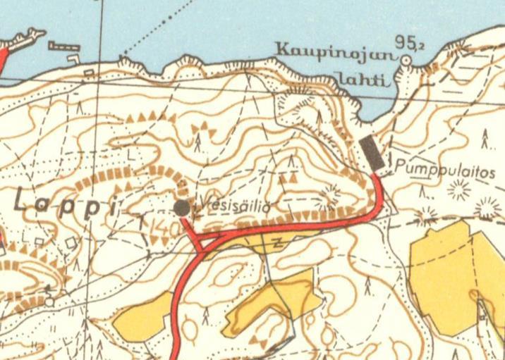 Varsinainen pumppuasema toimii nykyisin vedenpuhdistamona. Sen ulkoasu on muuttunut ennen sotia ja erityisesti 1950/60- luvun muutostöissä. Kartta 6.