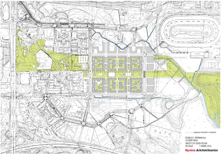 9 (36) 2.4.2009 valmistui Nyréns Arkitekturkontor:in tekemä maankäyttöluonnos alueelle. Suunnitelma koski Majurinkadun, Majurinpolun, Vermontien ja Anna Sahlstenintien välistä aluetta.
