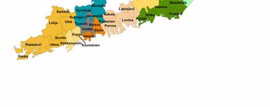 HYKS-ERVA, 9 aluetta UUSIMAA Uudenmaan kunnat ja palvelujen järjestäminen alueella Uudenmaan maakunnassa on 26 kuntaa ja siellä asuu liki kolmasosa (n. 1,55 miljoonaa asukasta) suomalaisista.