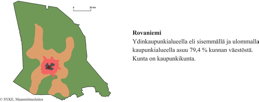 5 Kuntien luokittelu paikkatietoihin perustuvan luokituksen perusteella Paikkatietoihin perustuvan kaupunki maaseutu -luokituksen avulla on mahdollista luokitella kunnat luokituksen mukaan.