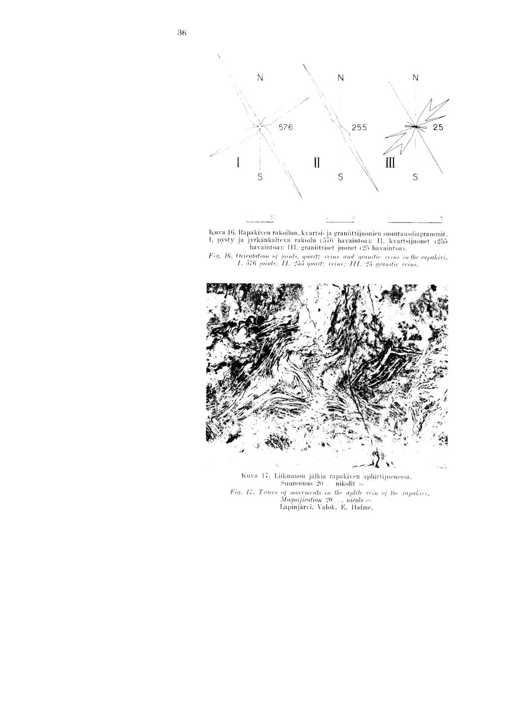 3 6 I 11 s s I 11"va 16. Rapakiven rahdhul kvamskj a grid NY "Am smwawwqmmm it. I, pysty ja jyrhankalt('va Fakoiht (576 havaintoa) : 11. kvartsijuonet j255 havaint(ia) : Ill. g ranjittiset juonet (2.