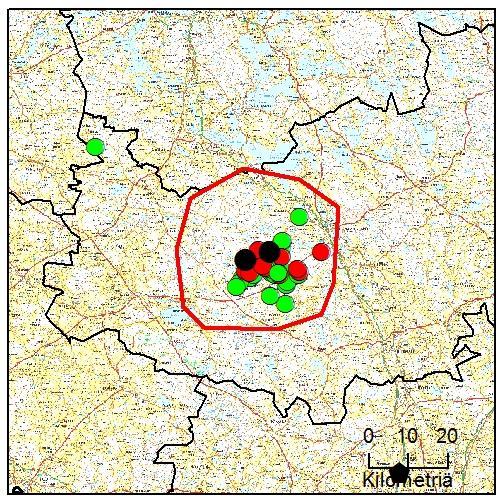 lueen koko 1380 km 2 DN näytteet 35 kpl (25.9.2016-30.1.2017), 8 eri susiyksilöä Kuolleet 2 kpl, RK poikkeuslupa (14.