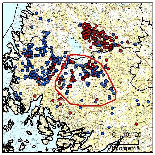 14 5. Pöytyän reviiri (Varsinais-Suomi) Yksilömääräarvio: 4-5 yksilöä Tassu- Laumahav: 2.8.2016 11.3.