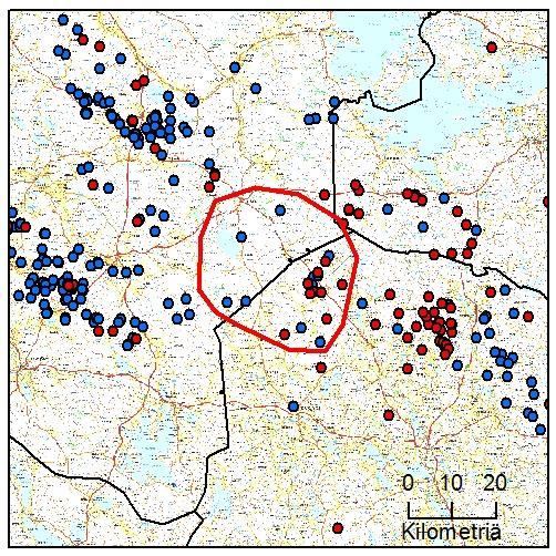 32 23. Kiuruveden reviiri (Oulu-Pohjois-Savo) Yksilömääräarvio: - Tassu- Laumahav: 26.10-19.11.