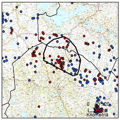 33 24. Marttisen reviiri (Pohjois-Savo) Yksilömääräarvio: 6 Tassu- Laumahav: 4.9.2016-10.3.2017 2016: 30 havaintoa, 3-9 yksilöä 2017: 10 havaintoa, 3-8 yksilöä lueen koko 1100 km 2 DN näytteet 44 kpl (14.