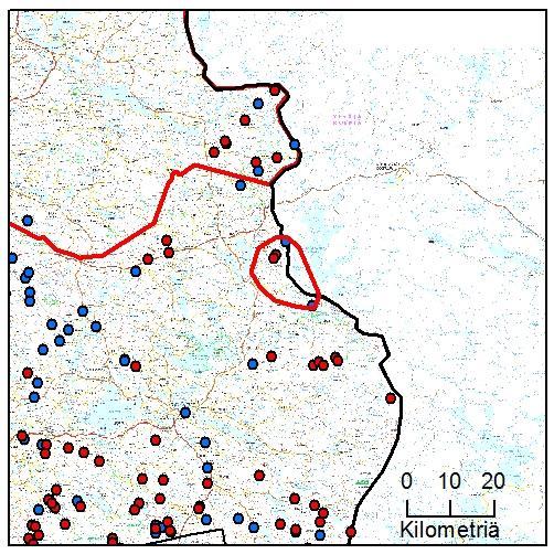 44 35. Vartius-Korkana rajareviiri (Kainuu) Yksilömääräarvio: 2 Tassu- Laumahav: 2.11