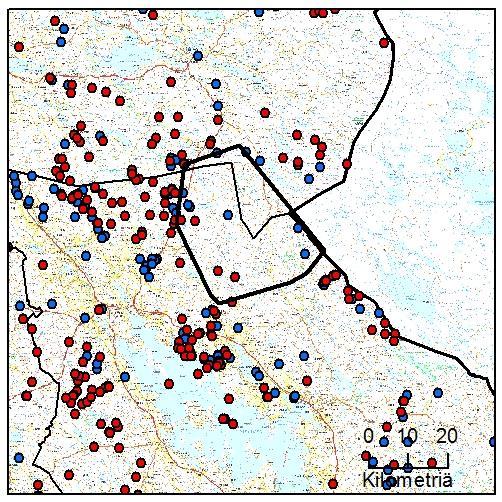 47 38. Tolkeen reviiri (Kainuu - Pohjois-Karjala) Yksilömääräarvio: 2 Tassu- Laumahav: 1.8.2016-7.3.2017 2016: