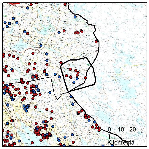 48 39. Saunajärven reviiri (Kainuu) Yksilömääräarvio: 7 Tassu- Laumahav: 27.10. - 1.12.